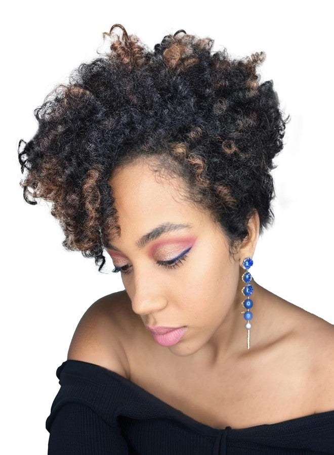 QUEENTAS Short Crochet Hair for Black Women 3 Packs 10inch Brown Jamaican Bounce Curly Crochet Synthetic Hair Extensions 6MM Small Curl Braids Prelooped Twist Wand Jerry Curl(Natural Black/Brown) - Image 1